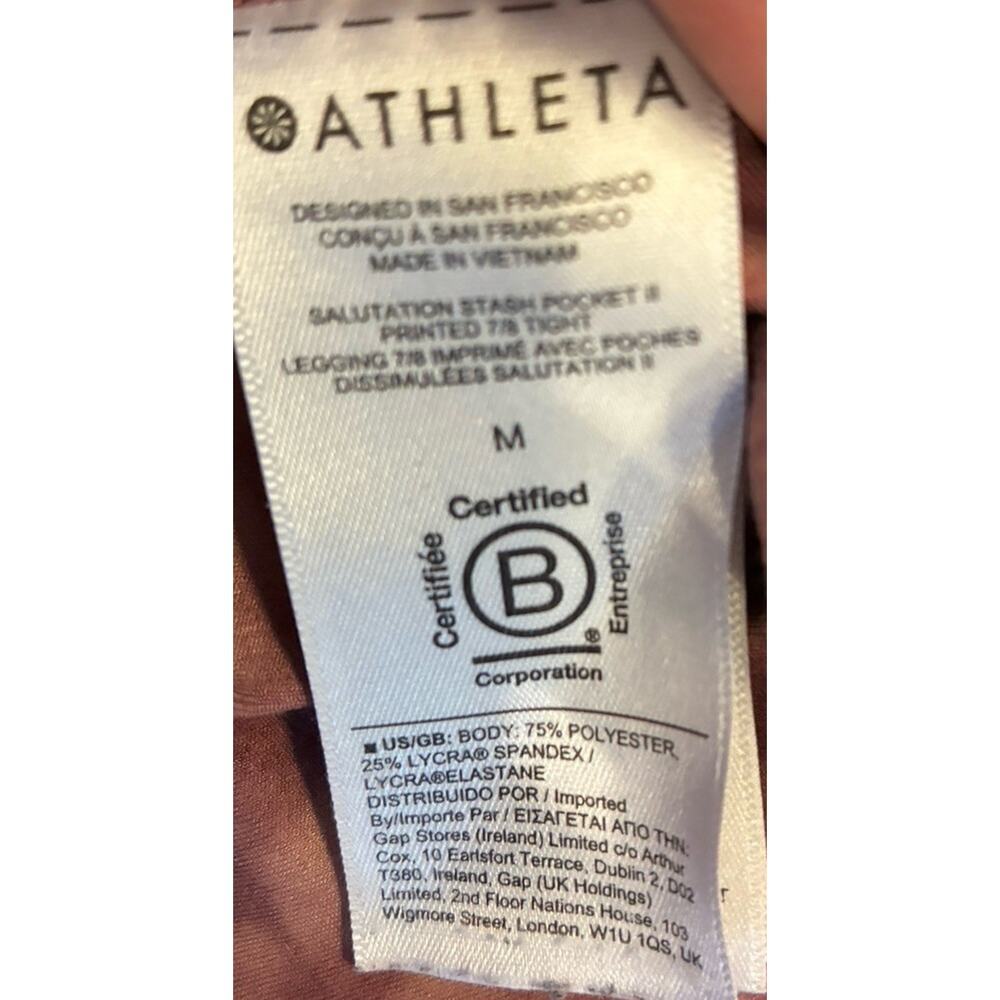 Athleta Salutation Stash Pocket II Pink Tie Dye 7/8 Leggings Size Medium - Picture 6 of 11